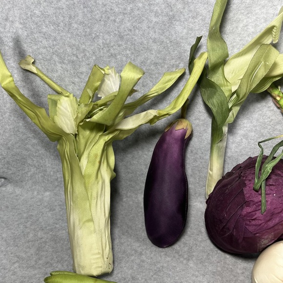 Faux Silk Vegetable Lot with Wicker Metal Basket Centerpiece Farmhouse Playhouse - Picture 6 of 16